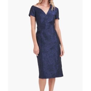 Kay Unger Navy Midi Dress